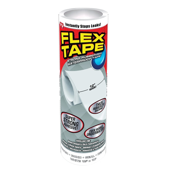 FLEX TAPE TFSWHTR1210 Waterproof Tape, 10 ft L, 12 in W, Rubber Backing