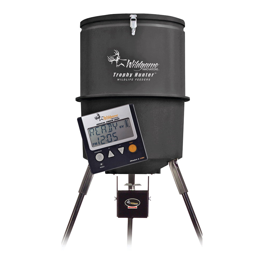 WGI INNOVATIONS W225D Poly Barrel Feeder, 47 lb Volume, Galvanized Steel, Black