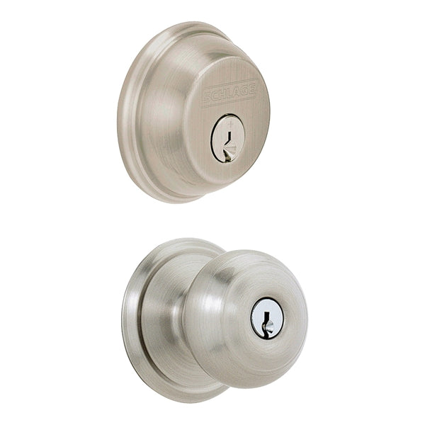 Schlage Georgian Series FB50NVGEO619 Knob Lockset, 2 Grade, Keyed Alike Key, Steel, Satin Nickel, K4 Keyway