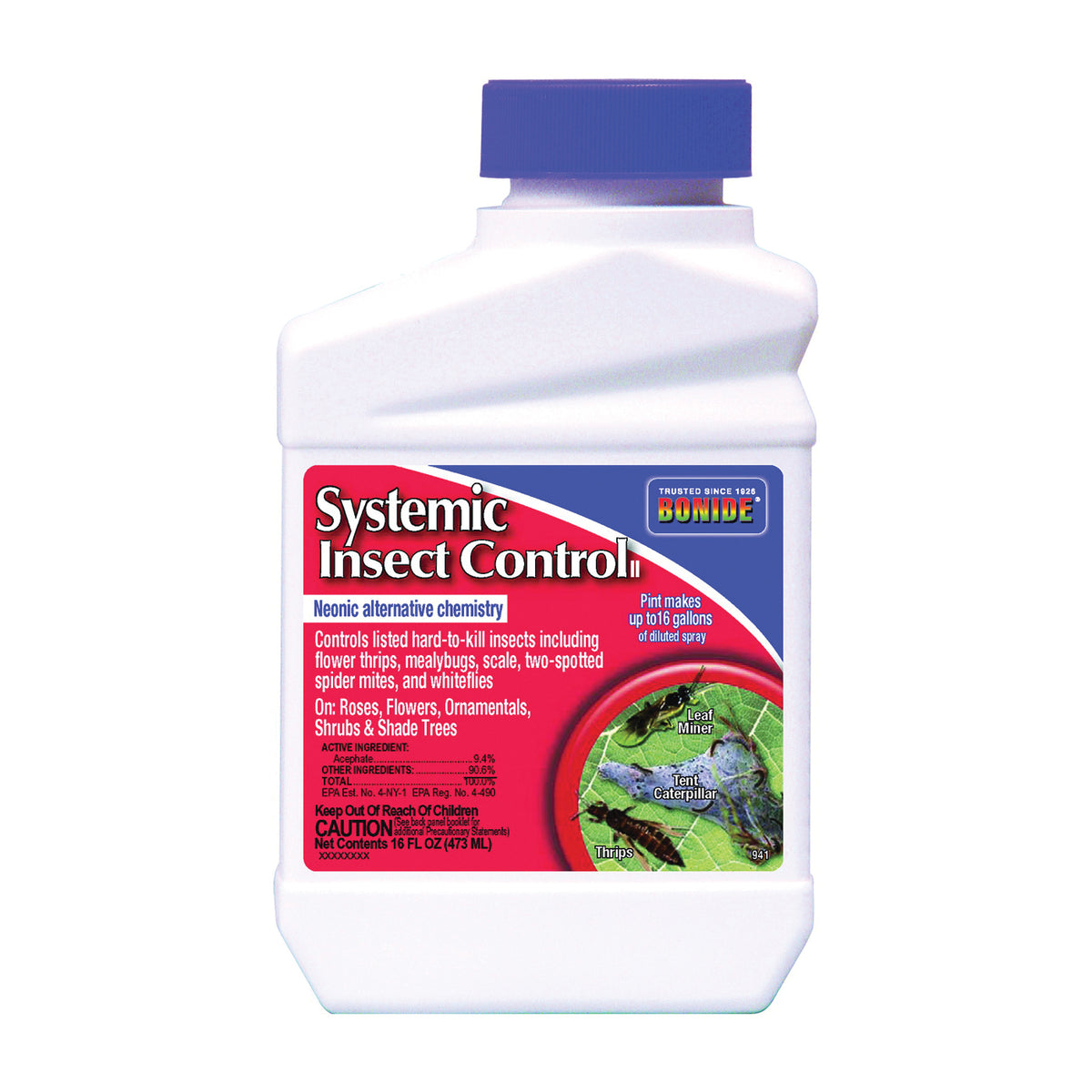 Bonide 941 Systemic Insect Control, Liquid, Spray Application, 1 pt Bottle