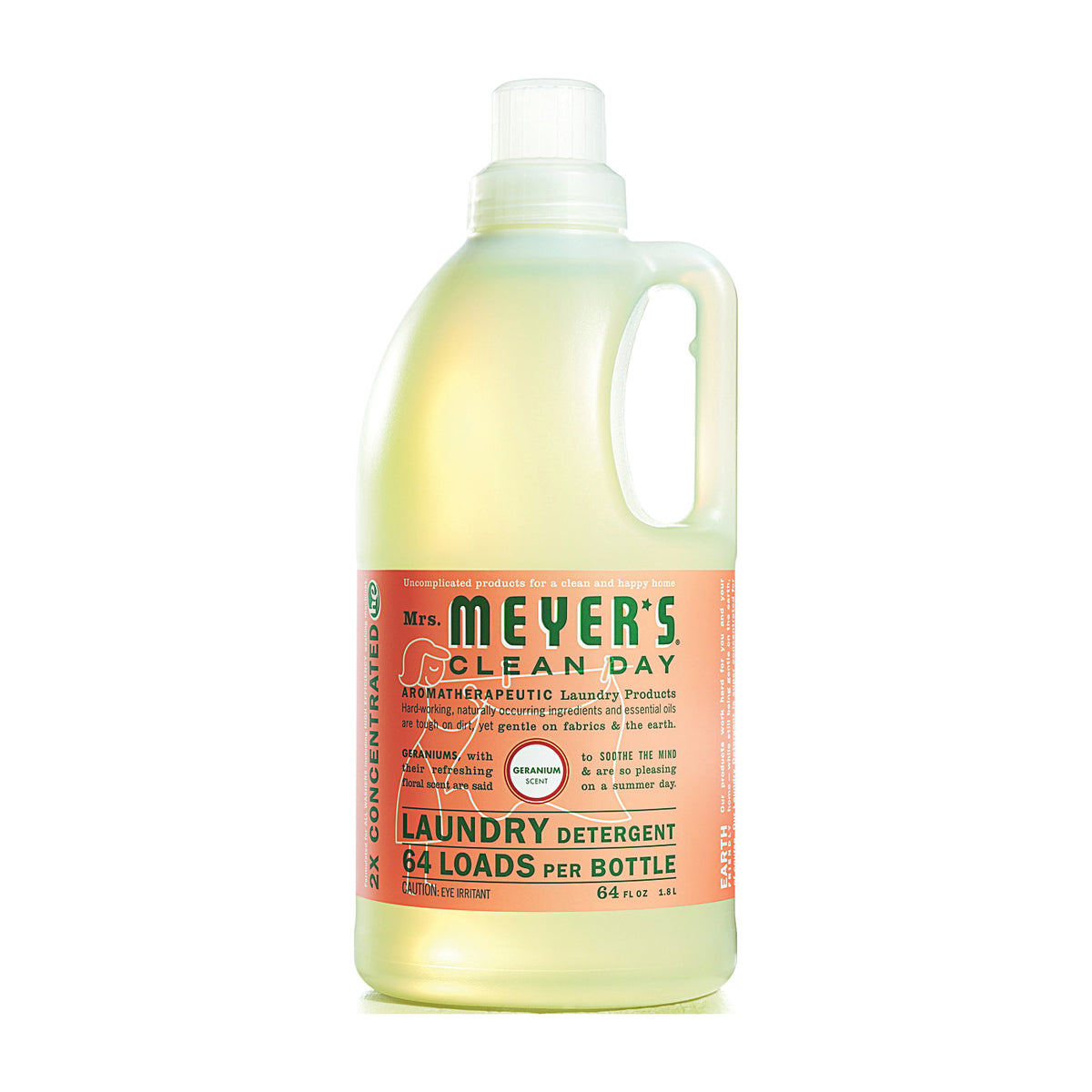 Mrs. Meyer&#39;s Clean Day 14731 Laundry Detergent, 64 oz Bottle, Liquid, Geranium