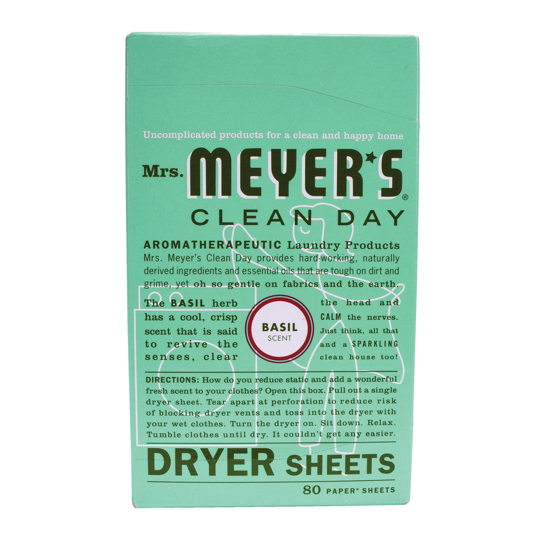 Mrs. Meyer's Clean Day 014448 Dryer Sheet, Basil