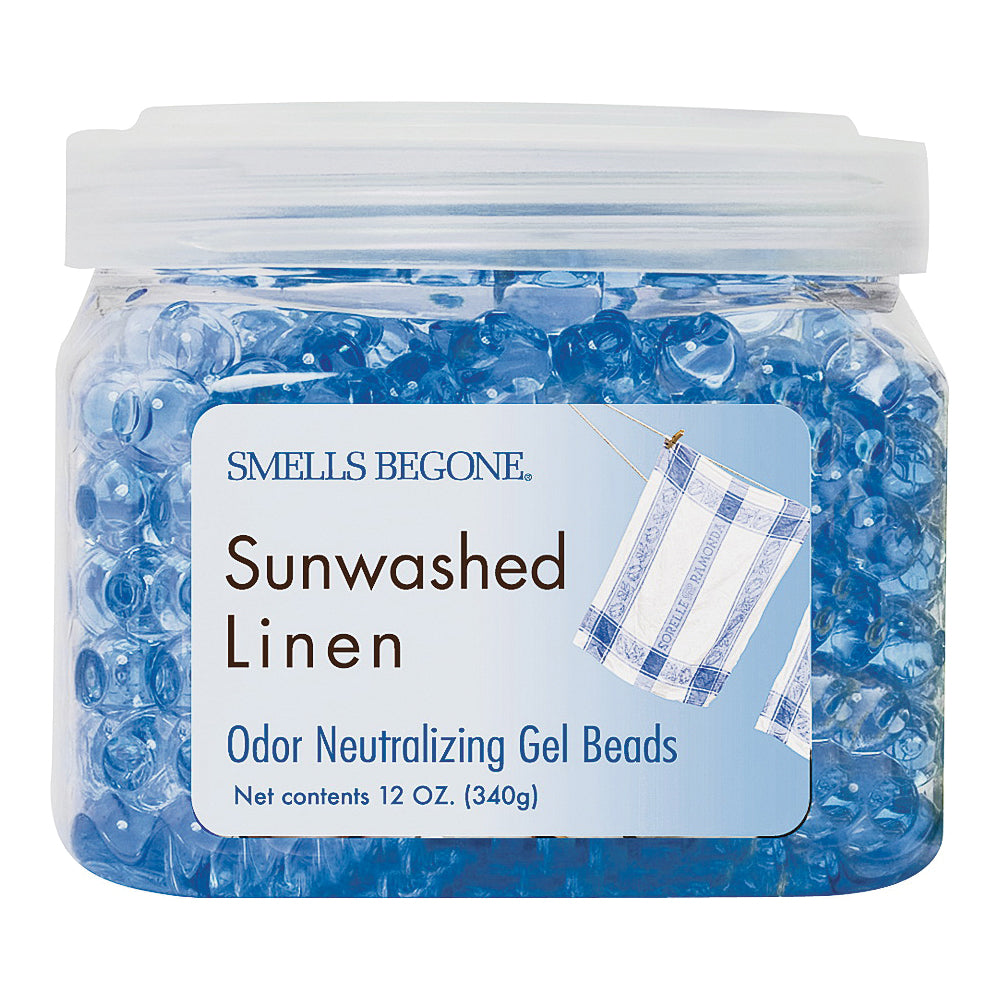 SMELLS BEGONE 52012 Odor Neutralizing Gel, 12 oz Jar, Sunwashed Linen, 450 sq-ft Coverage Area