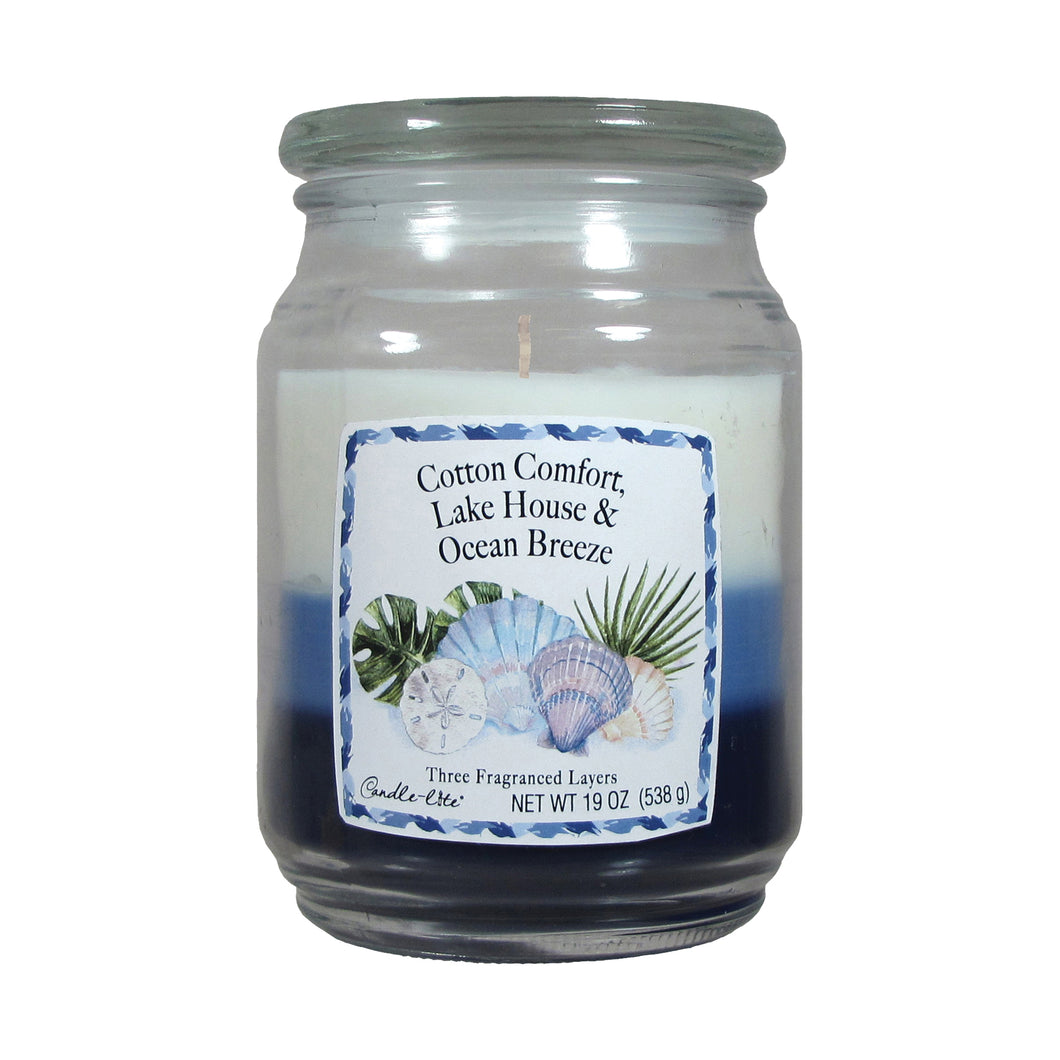 CANDLE-LITE 1962135 Jar Candle, House, Ocean Breeze Fragrance, Cotton Comfort/Lake Candle, 30 to 35 hr Burning