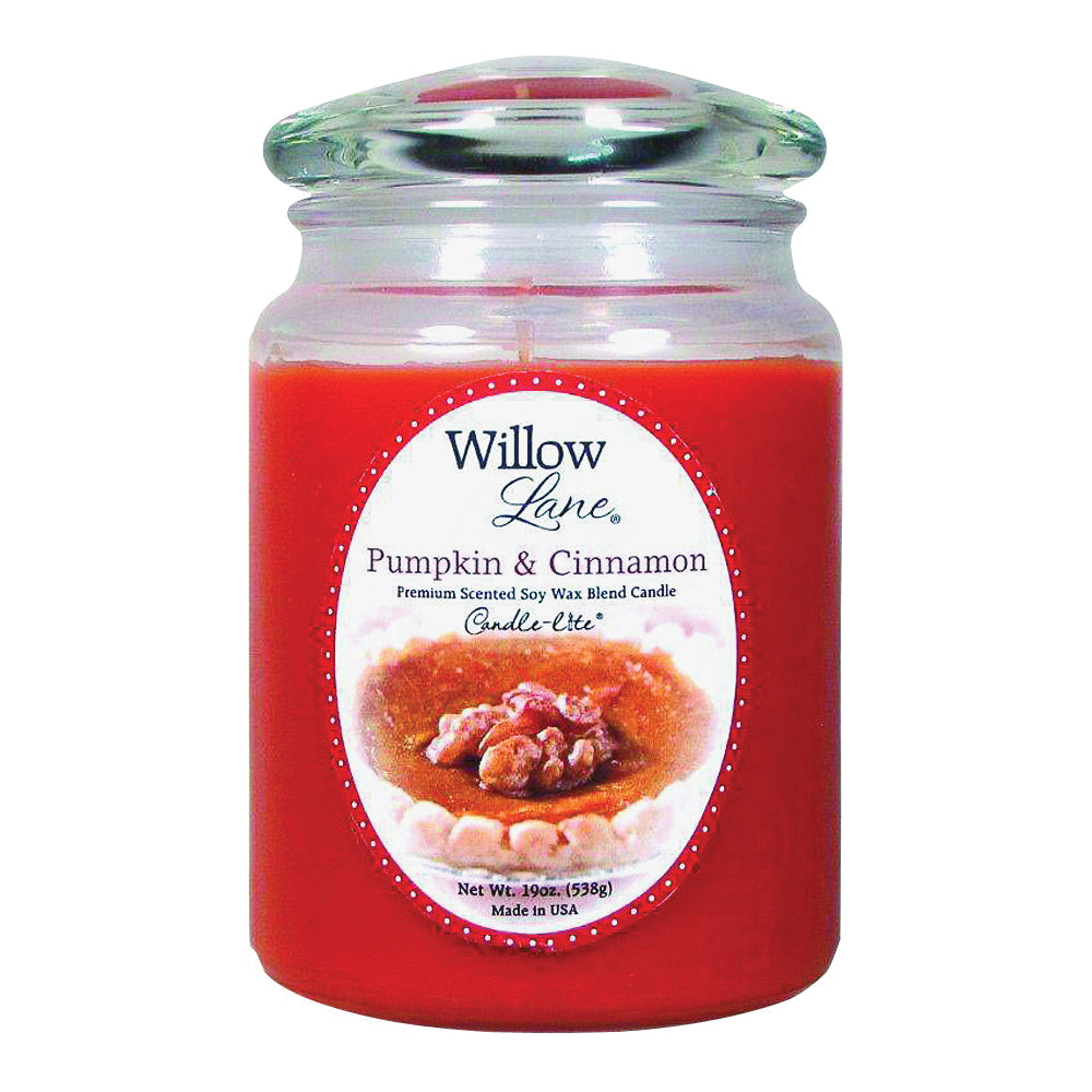 Willow Lane 1646951 Jar Candle, Pumpkin, Cinnamon Fragrance, WL Rust Candle, 75 to 115 hr Burning