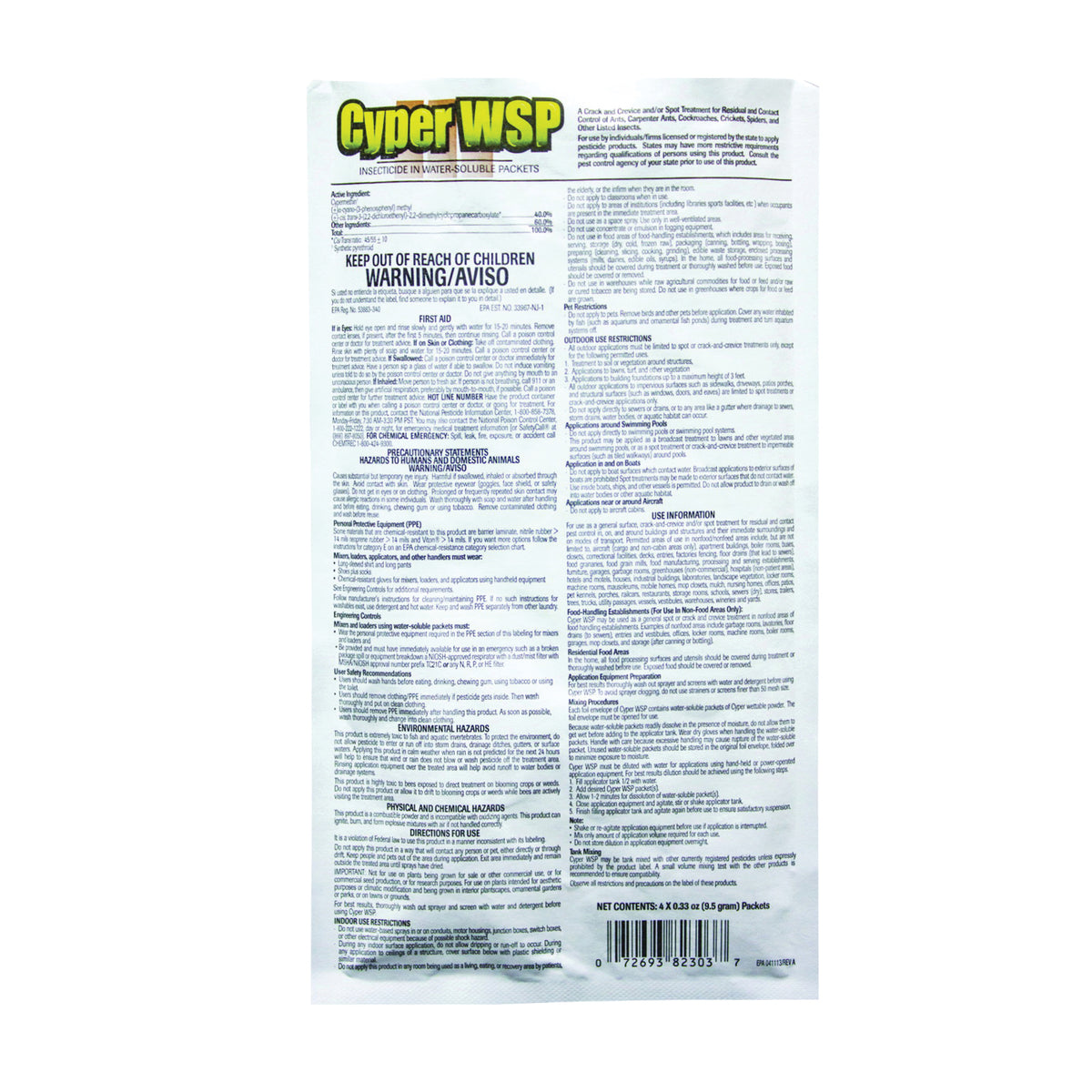 CSI 82300001 Insecticide, Powder, 9.5 g