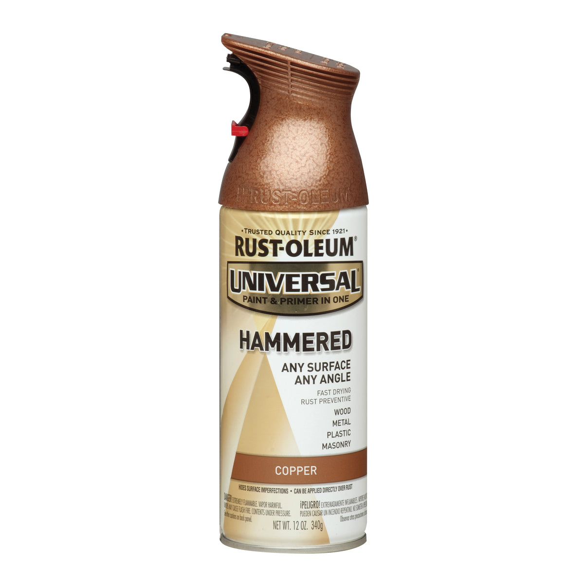 RUST-OLEUM UNIVERSAL 247567 Spray Paint, Hammered, Copper, 12 oz, Aerosol Can