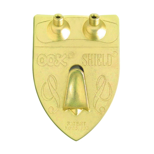 OOK 55005 Shield Hanger, 50 lb, Steel, Brass, Gold