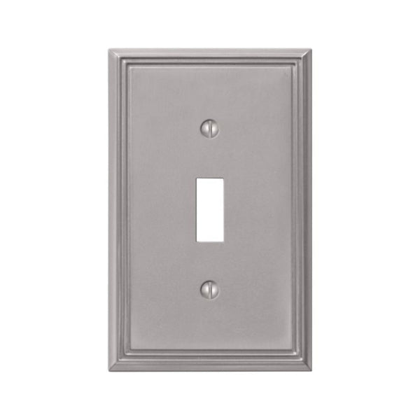 Amerelle 77TBN Wallplate, 4-7/8 in L, 3 in W, 1 -Gang, Cast Metal, Brushed Nickel