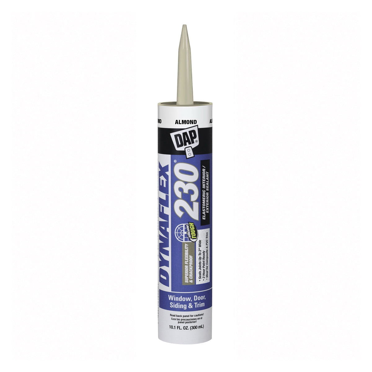 DAP DYNAFLEX 230 Series 18306 Silicone Sealant, Almond, 1 day Curing, 40 to 100 deg F, 10.1 oz Cartridge