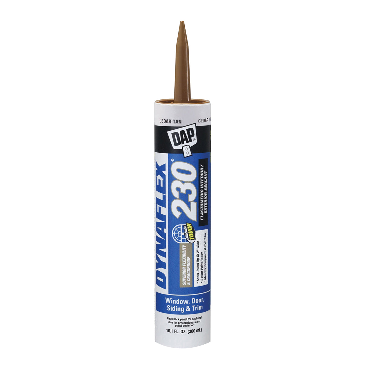 DAP DYNAFLEX 230 Series 18412 Silicone Sealant, Cedar Tan, 1 day Curing, 40 to 100 deg F, 10.1 oz Cartridge