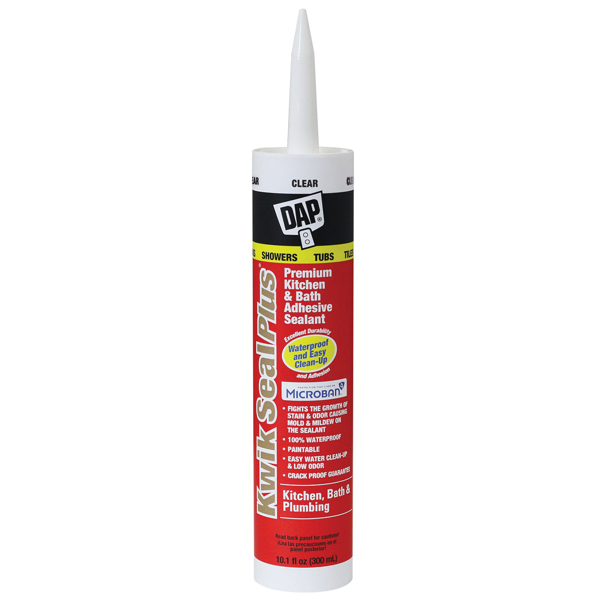 DAP KWIK SEAL PLUS 18516 Adhesive Sealant, Clear, 24 hr Curing, -20 to 150 deg F, 10.1 oz Tube