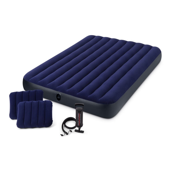 INTEX 68765 Downy Airbed Mattress, 80 in L, 60 in W, Queen, Blue