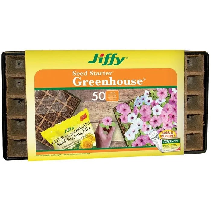 Jiffy TS50HST-16 Peat Strip, 22 in L Tray, 11 in W Tray, 50 -Cell, Plastic