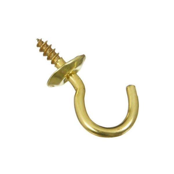 National Hardware N119-628 Cup Hook, 0.24 in Opening, 0.96 in L, Brass, Solid Brass