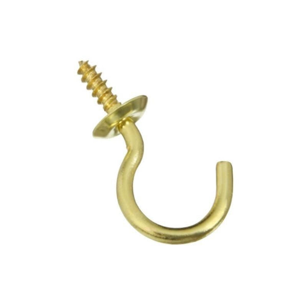 National Hardware N119-669 Cup Hook, 0.37 in Opening, 1.31 in L, Brass, Solid Brass