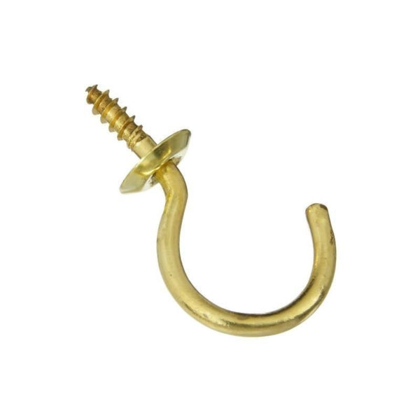 National Hardware N119-701 Cup Hook, 1/25 in Opening, 1.84 in L, Brass, Solid Brass
