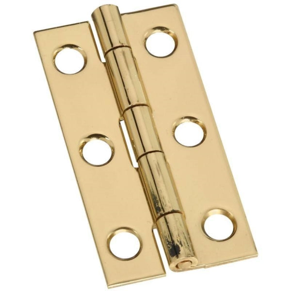 National Hardware N211-235 Decorative Narrow Hinge, 2 in H Door Leaf, 0.04 in Thick Door Leaf, Brass, Solid Brass, 5 lb