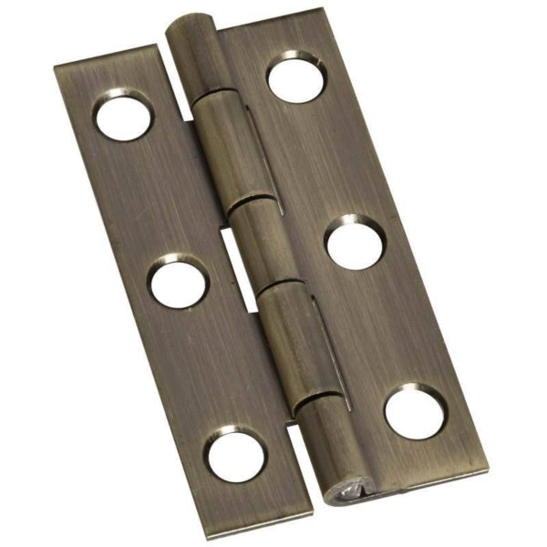 National Hardware N211-243 Decorative Narrow Hinge, 2 in H Door Leaf, 0.04 in Thick Door Leaf, Brass, Antique Brass