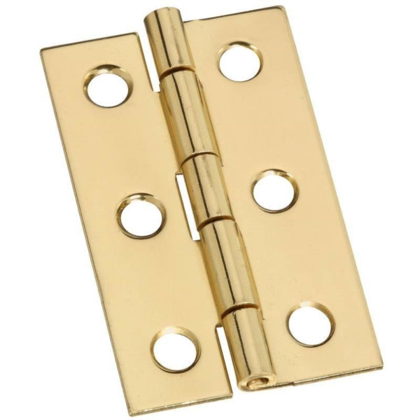 National Hardware N211-300 Decorative Narrow Hinge, 2 in H Door Leaf, 0.04 in Thick Door Leaf, Brass, Solid Brass, 5 lb