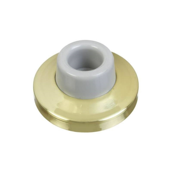 National Hardware N243-873 Door Stop, 2.34 in Dia Base, 1 in Projection, Brass/Rubber, Solid Brass
