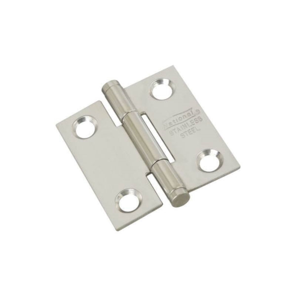 National Hardware N276-956 Door Hinge, 1-1/2 in W Frame Leaf, Stainless Steel, Stainless Steel, Full Mortise Mounting