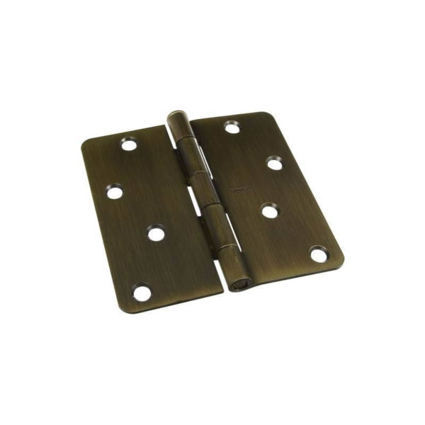 National Hardware N830-174 Door Hinge, 4 in H Frame Leaf, Cold Rolled Steel, Antique Brass, Non-Rising, Removable Pin