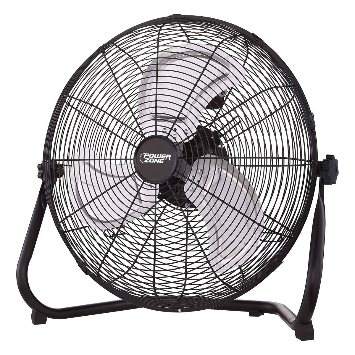 PowerZone LF-20 Floor Fan, 120 VAC, 20 in Dia Blade, 3-Blade, 3-Speed, 360 deg Rotating, Black