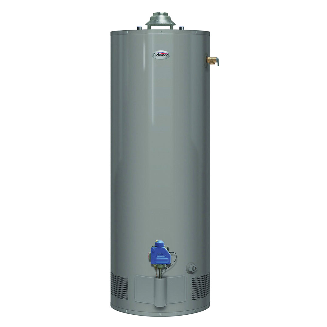 Richmond Essential Series 6G50-38F3 Gas Water Heater, Natural Gas, 50 gal Tank, 85 gph, 38000 Btu/hr BTU, Dark Warm Gray