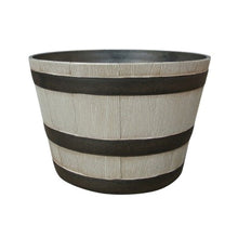 Load image into Gallery viewer, Southern Patio HDR-055457 Whiskey Barrel Planter, 15-1/2 in Dia, 15.4 in W, 15.4 in D, HDR, Birchwood/Gray
