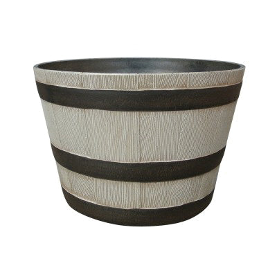 Southern Patio HDR-055457 Whiskey Barrel Planter, 15-1/2 in Dia, 15.4 in W, 15.4 in D, HDR, Birchwood/Gray