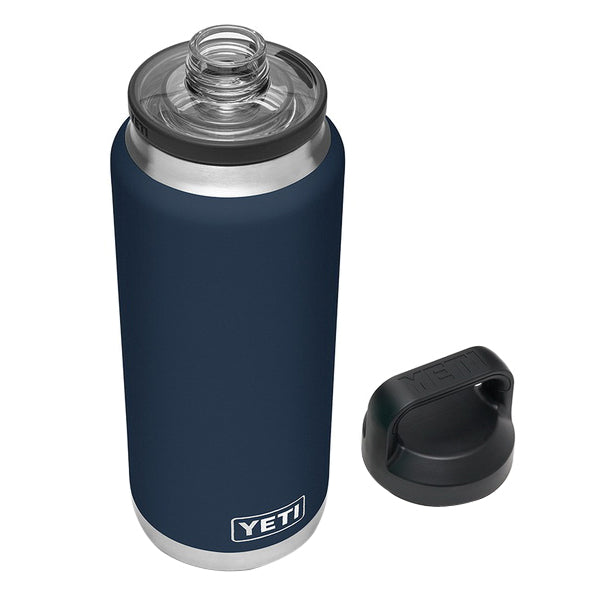 YETI Rambler 21071070017 Vacuum Insulated Bottle With Chug Cap, 36 oz Capacity, 18/8 Stainless Steel, Navy